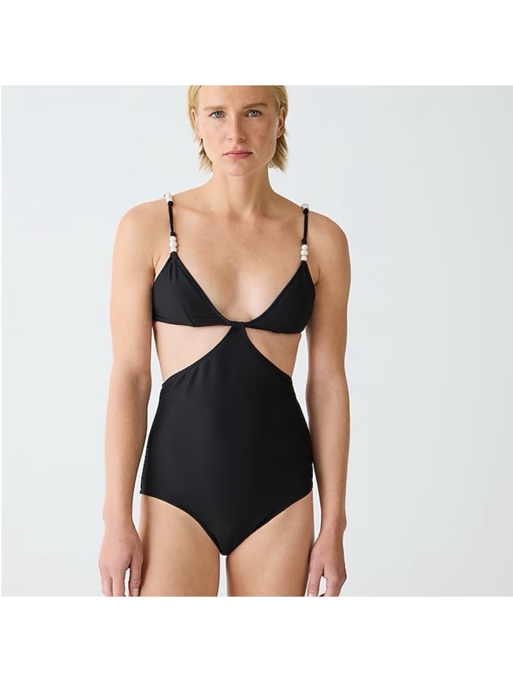 J.Crew Ribbed cutout one-piece swimsuit with pearls - NWT - Size 6 - Picture 2 of 5